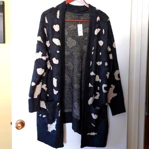 Lane Bryant Black and Cream Spotted Cardigan Pockets Size 18/20 NWT